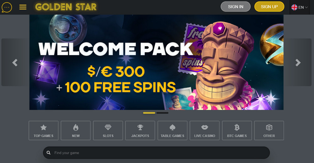 Oficiali Golden Star Casino internetinė svetainė