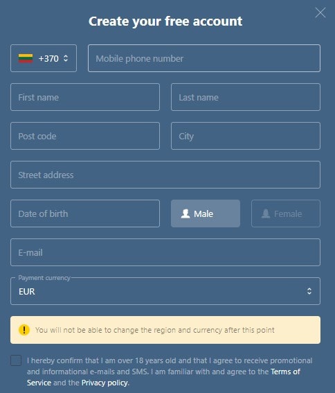 Casinoin registracija
