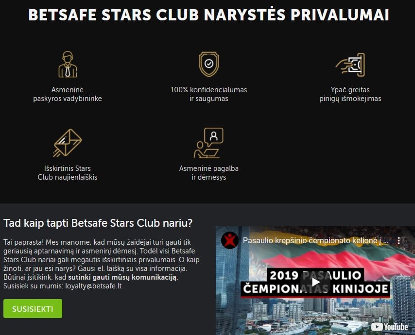 Betsafe Stars Club (VIP klubo)