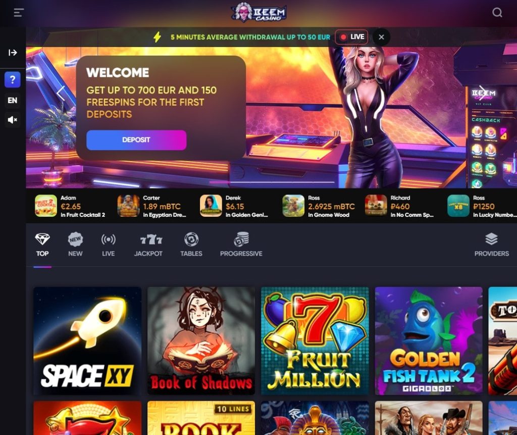 Oficiali Beem Casino kazino internetinė svetainė