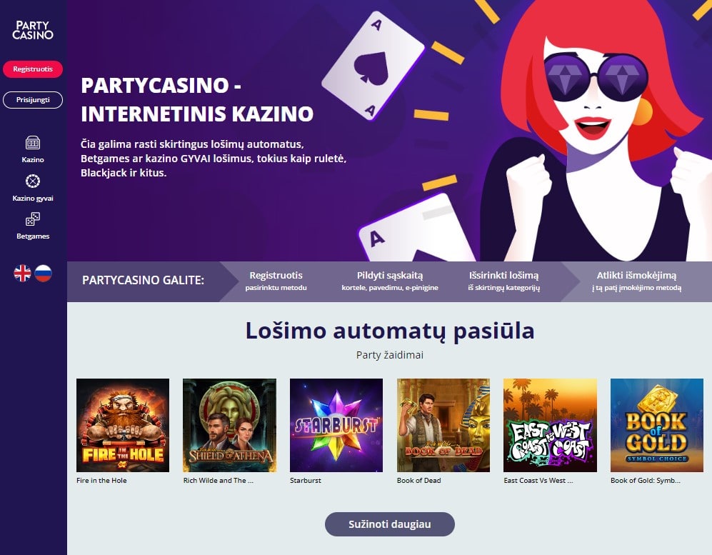 Oficiali Party Casino interneto svetainė