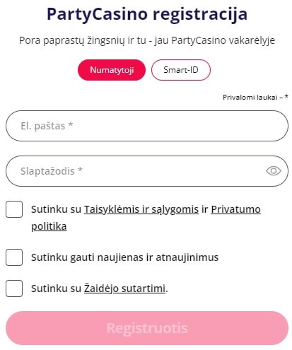 PartyCasino registracija
