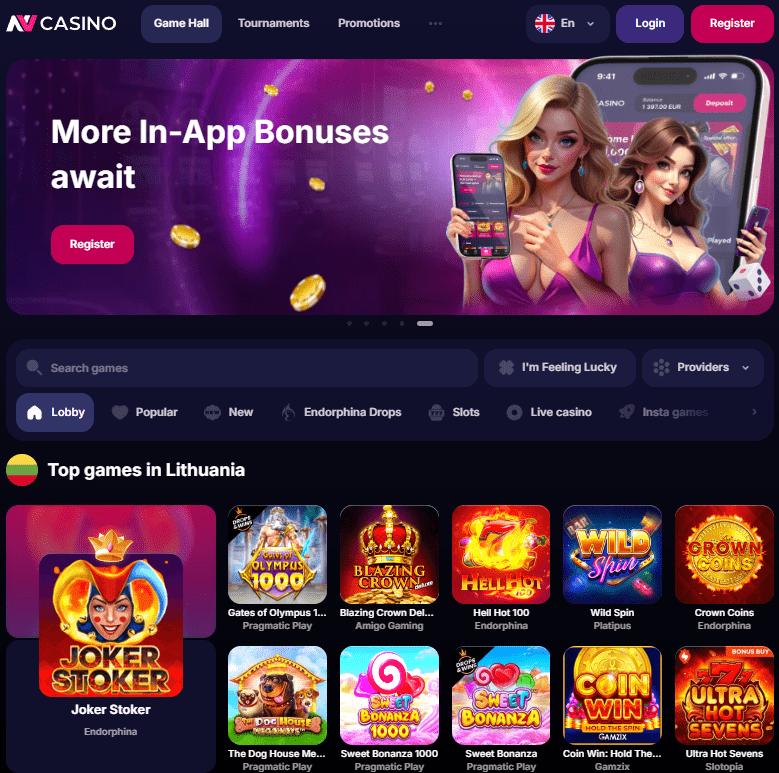 NV Casino interneto svetainė