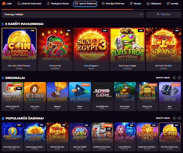 Spinch casino azartiniai žaidimai