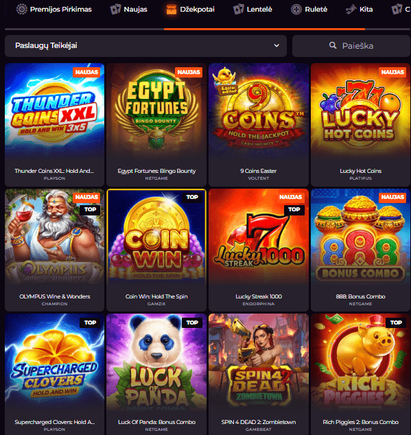 Džekpotai Spinch Casino lošimo automatuose