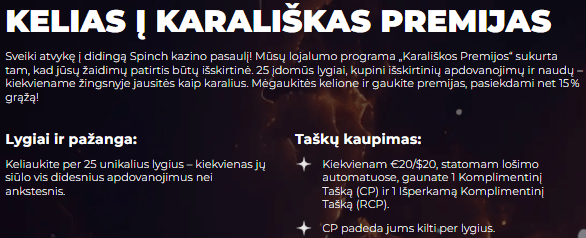 Spinch Casino Regal Rewards (lojalumo programa)