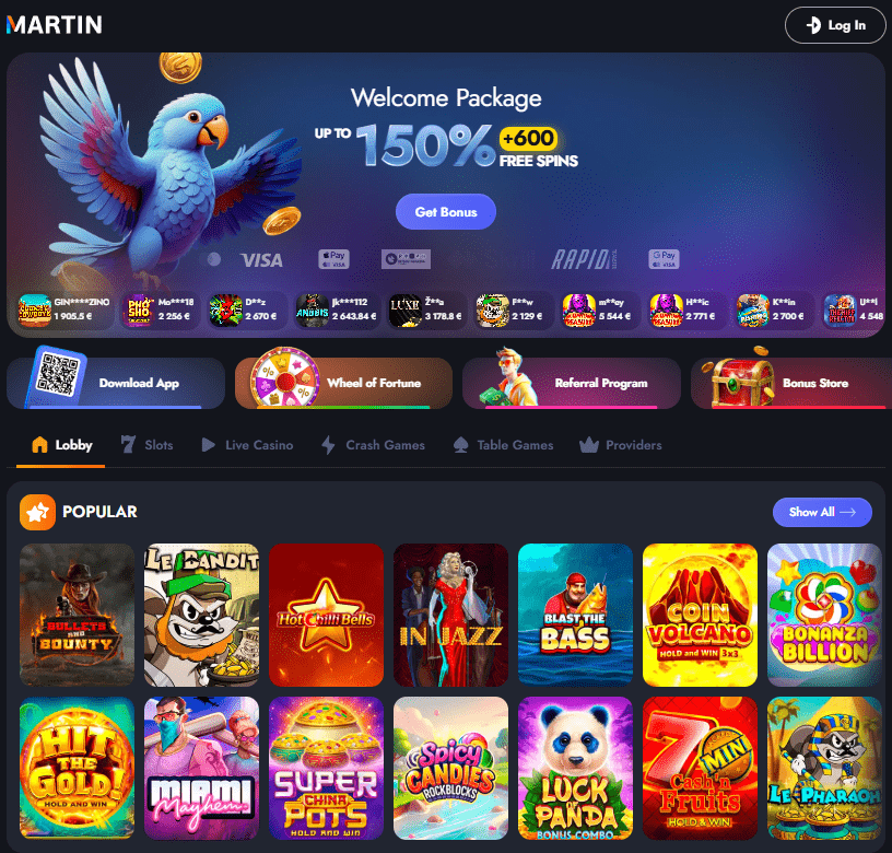 Martin Casino internetinė svetainė