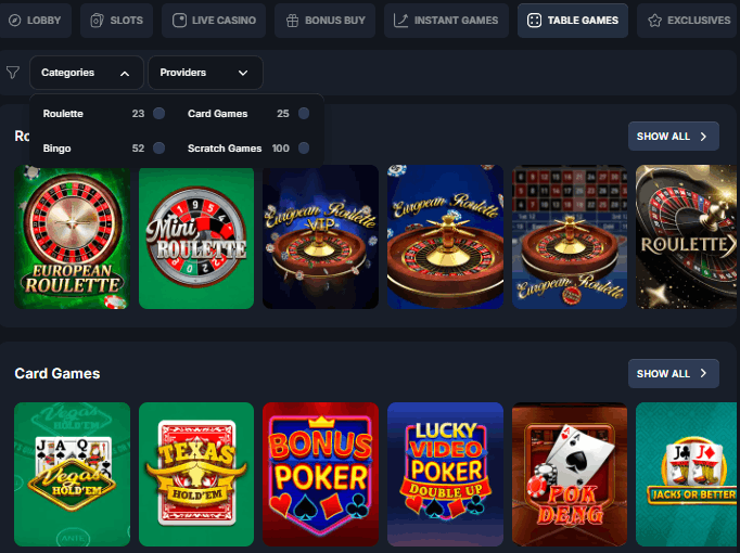 Beef Casino stalo lošimai