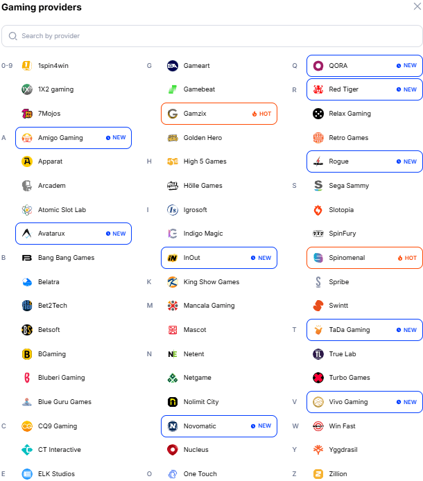 Vulkan Bet Casino iGaming provaideriai