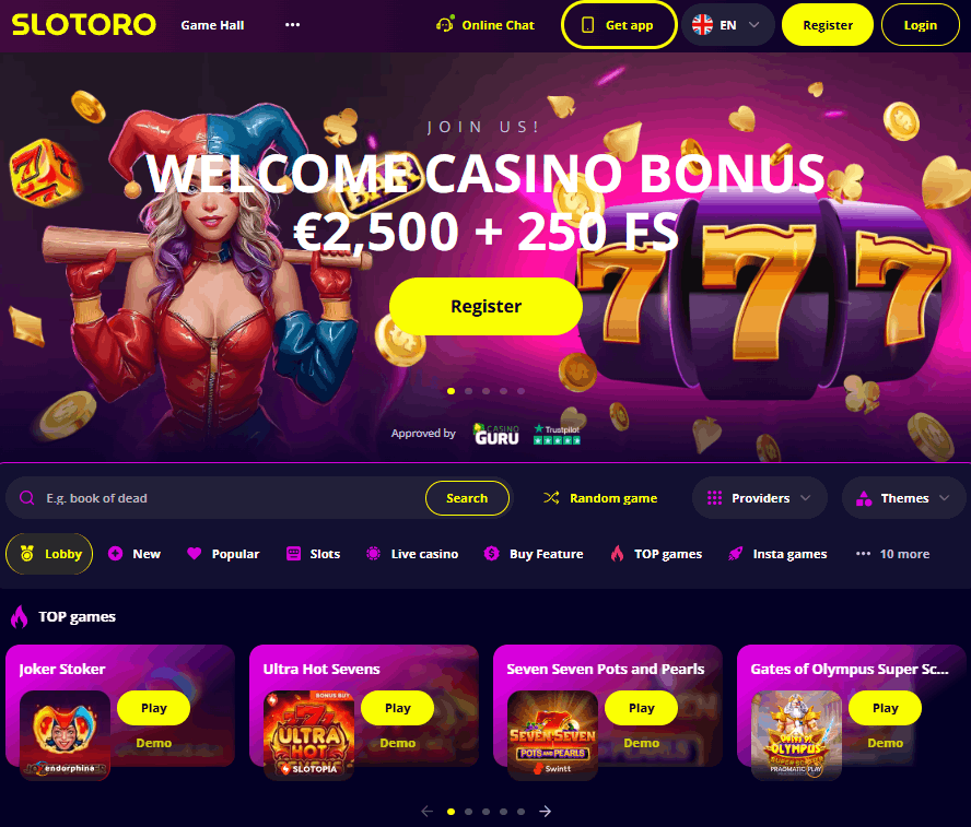 Slotoro casino internetinė svetainė