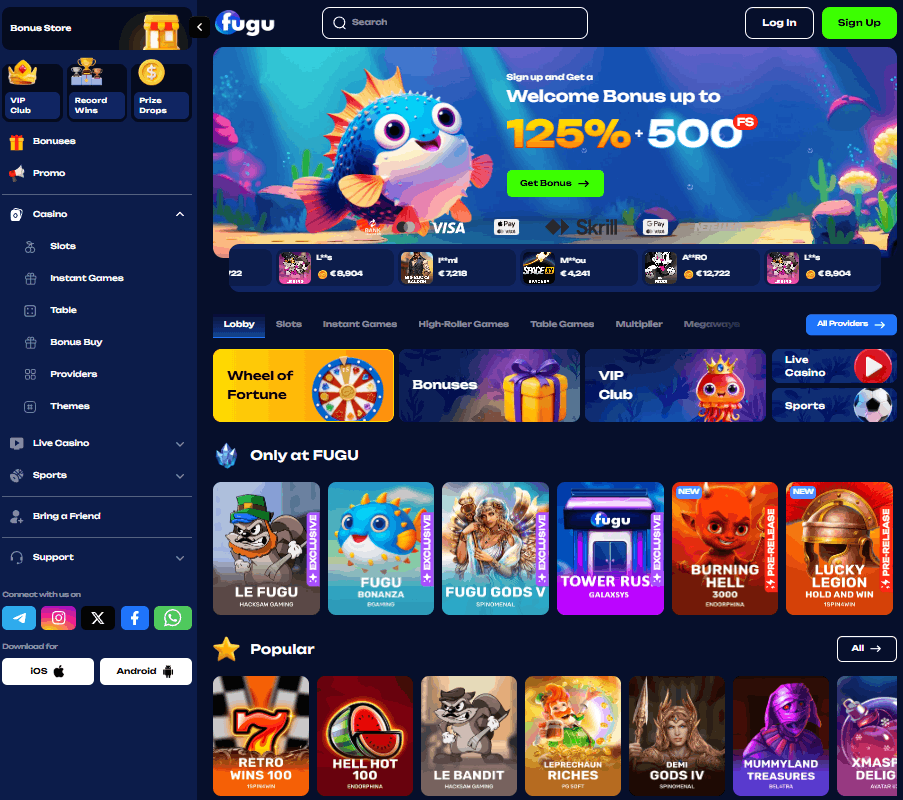 Fugu Casino internetinė svetainė