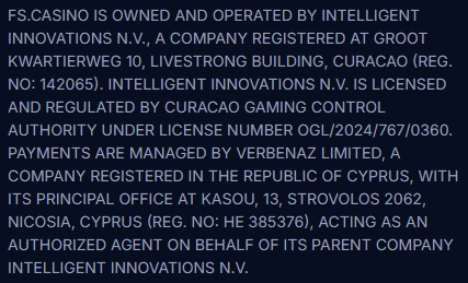 FS Casino licencija