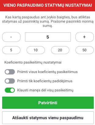 Statymo apiforminimas bukmekerių kontoros lažybų kortelėje